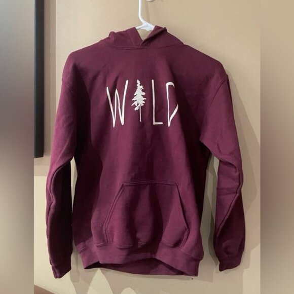 Maroon Hoodie with Wild Print - Picture 1 of 3